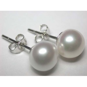 Aros de Oro Blanco Perla 